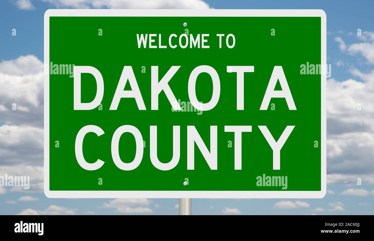 Rendering of a green 3d highway sign for Dakota County Stock Photo Alamy