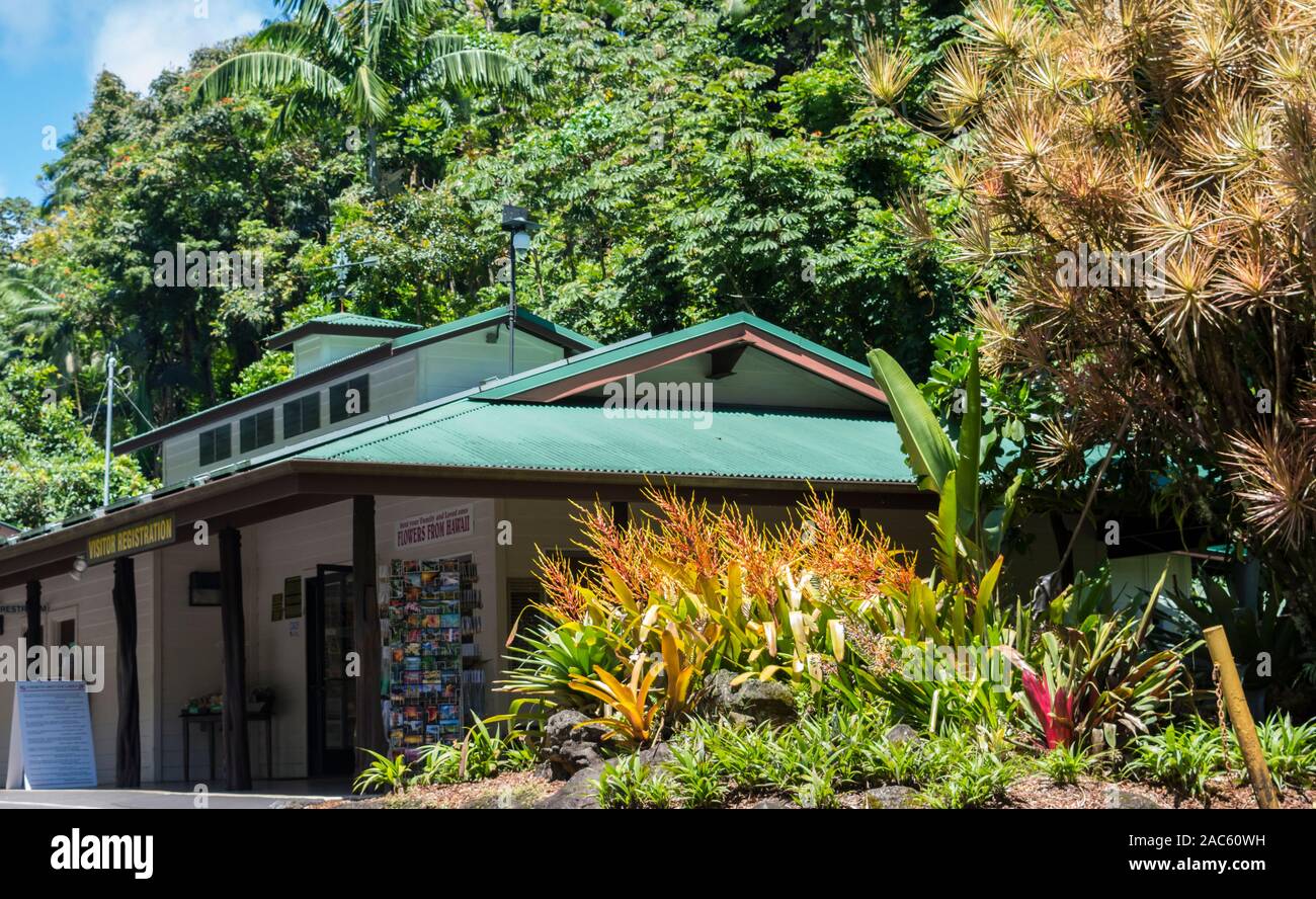 The gift shop at Hawaii Tropical Botanical Garden in Papa'ikou near Hilo, Big Island of Hawai'i. Stock Photo