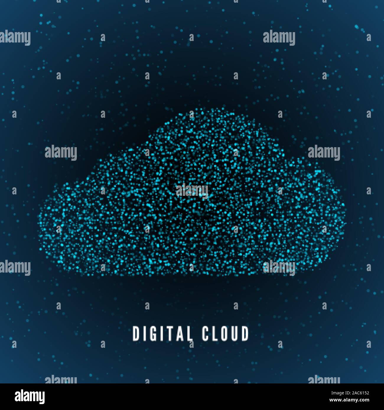 Digital cloud. Global structure of data storage. Web or Internet ...