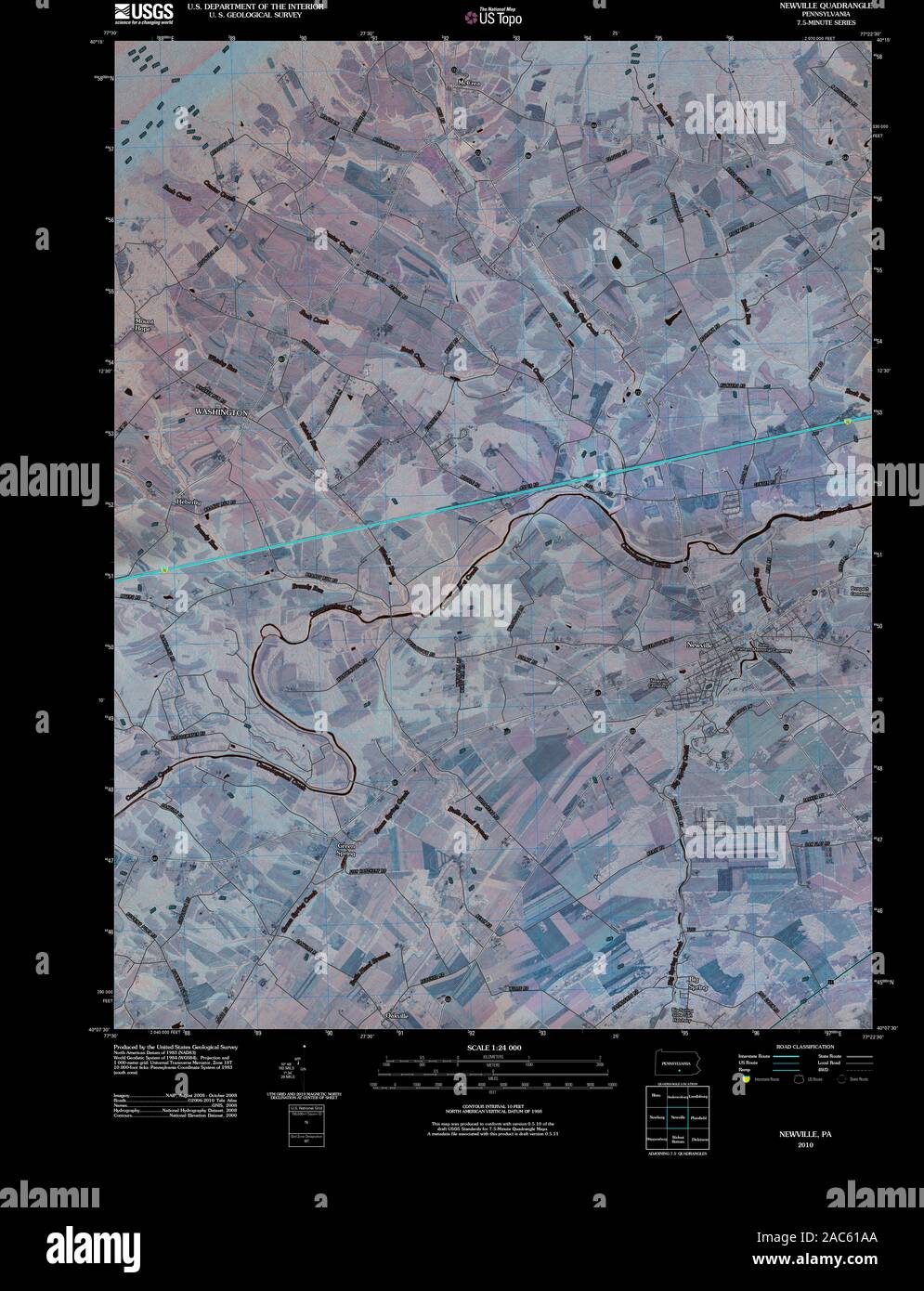 USGS TOPO Map Pennsylvania PA Newville 20100611 TM Inverted Restoration