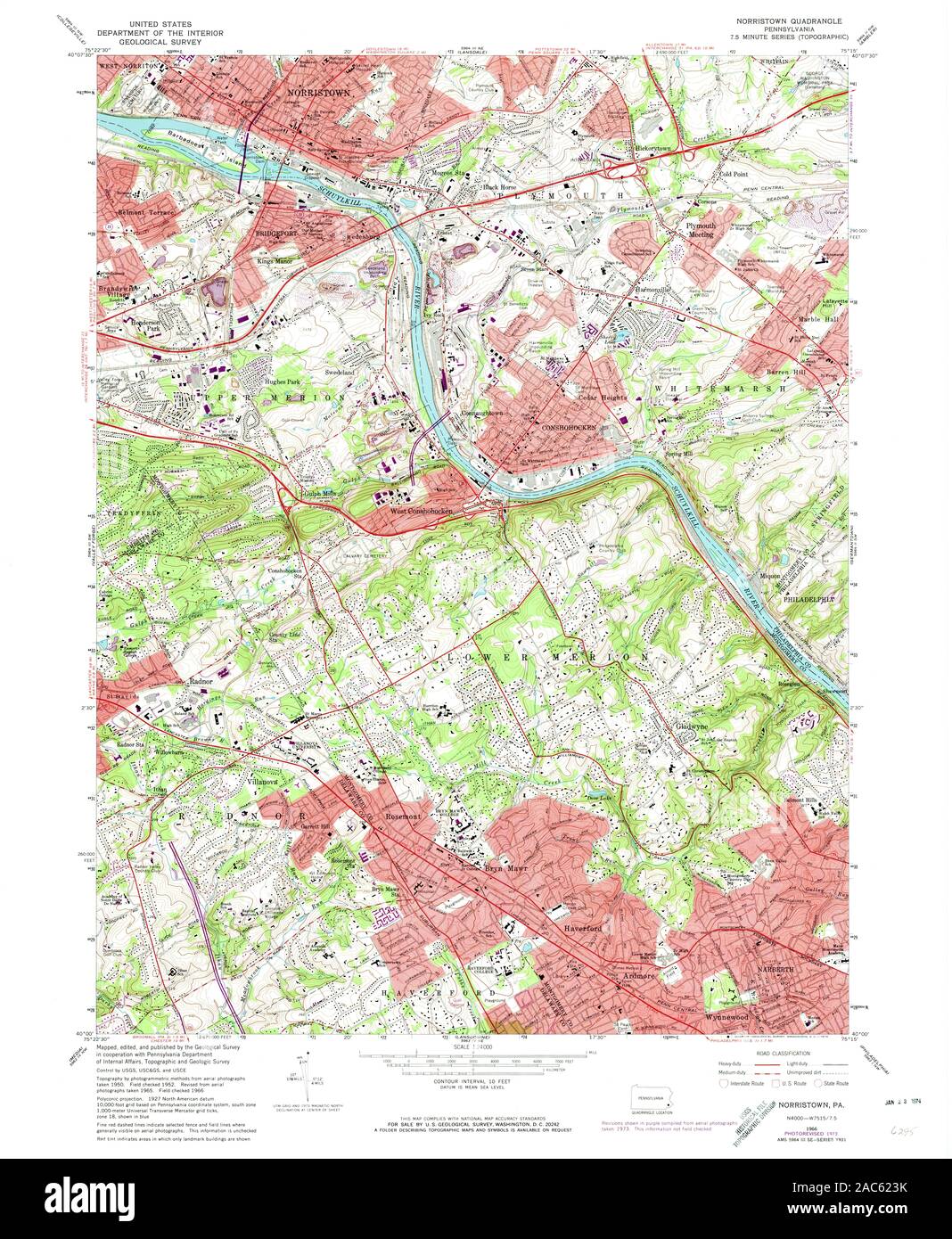 Usgs Topo Map Pennsylvania Pa Norristown 171404 1966 24000 Restoration 2AC623K 