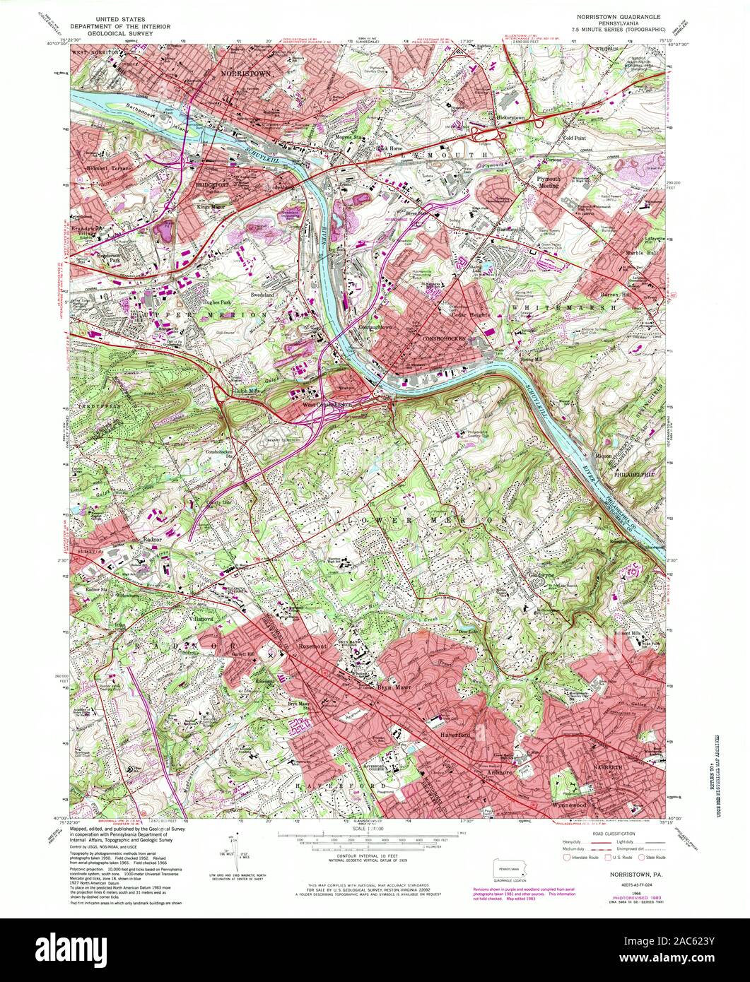 USGS TOPO Map Pennsylvania PA Norristown 171406 1966 24000 Restoration Stock Photo