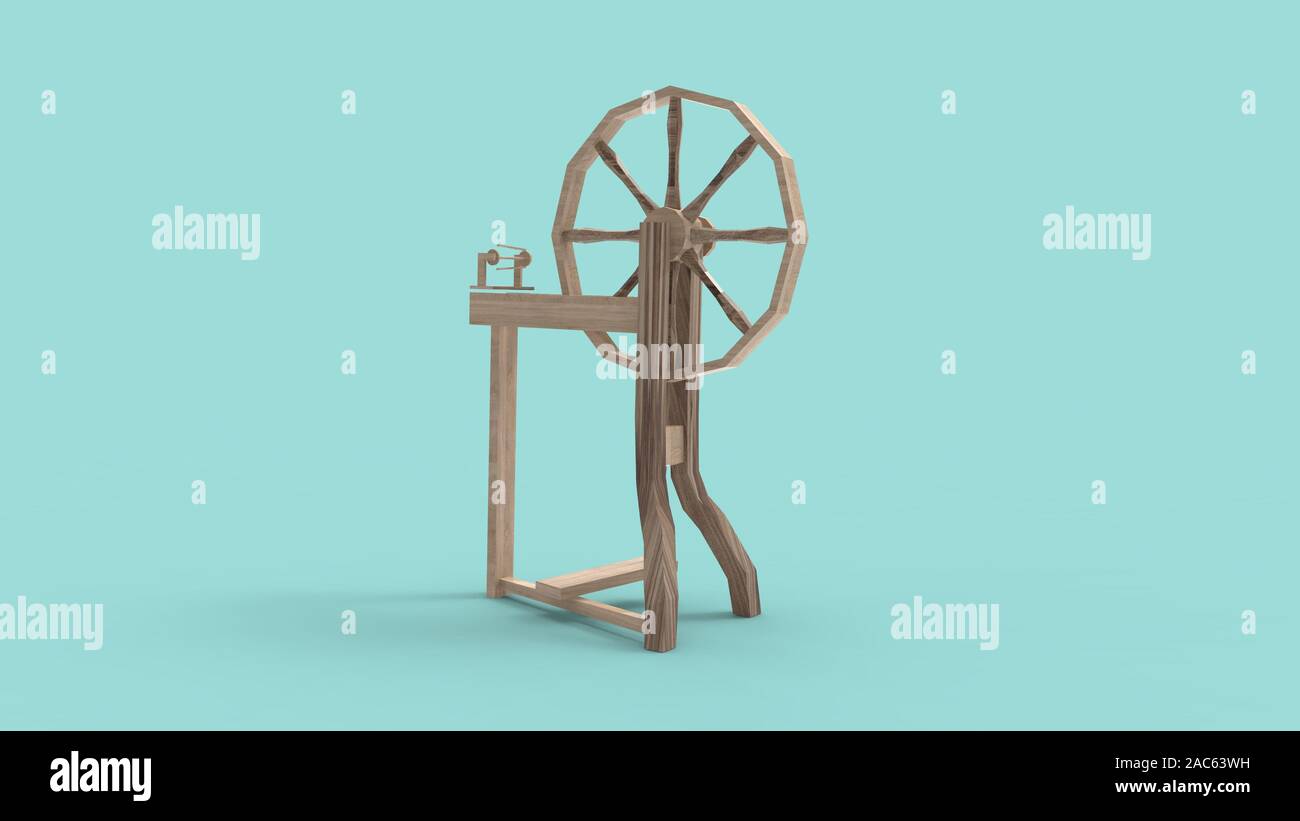 3d rendering of a spinning wheel isolated in studio background Stock Photo
