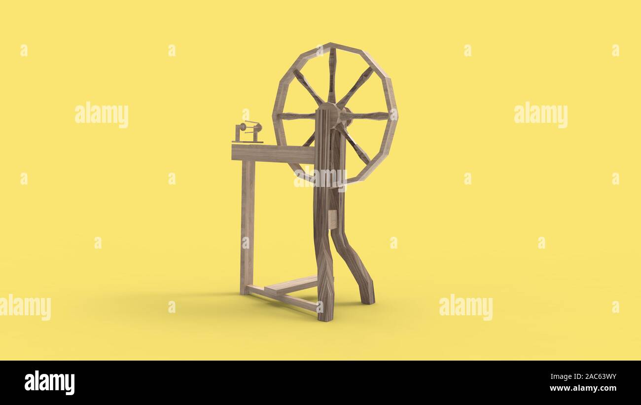 3d rendering of a spinning wheel isolated in studio background Stock Photo