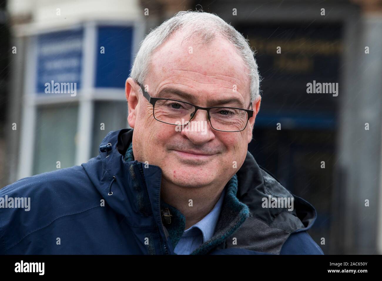 UUP leader Steve Aiken at the party headquarters, Strandtown Hall in Belfast. Stock Photo