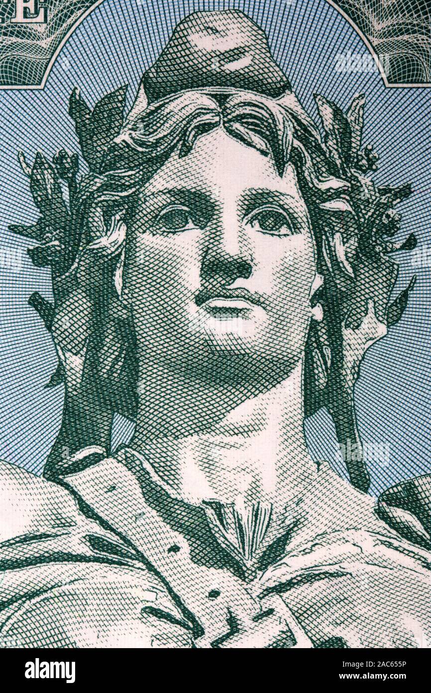 Statue de la Republique – Marianne a portrait from French money Stock Photo