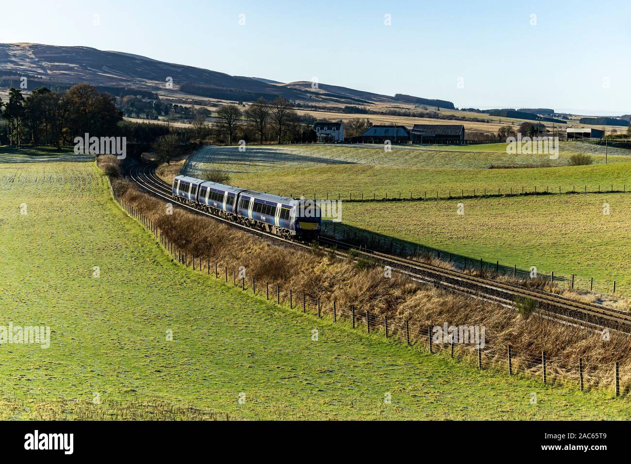 Scotrail Class 170DMU passenger train heading towards Glasgow just west of Gleneagles Raillway Station by Auchterarter Perth & Kinross Scotland UK Stock Photo