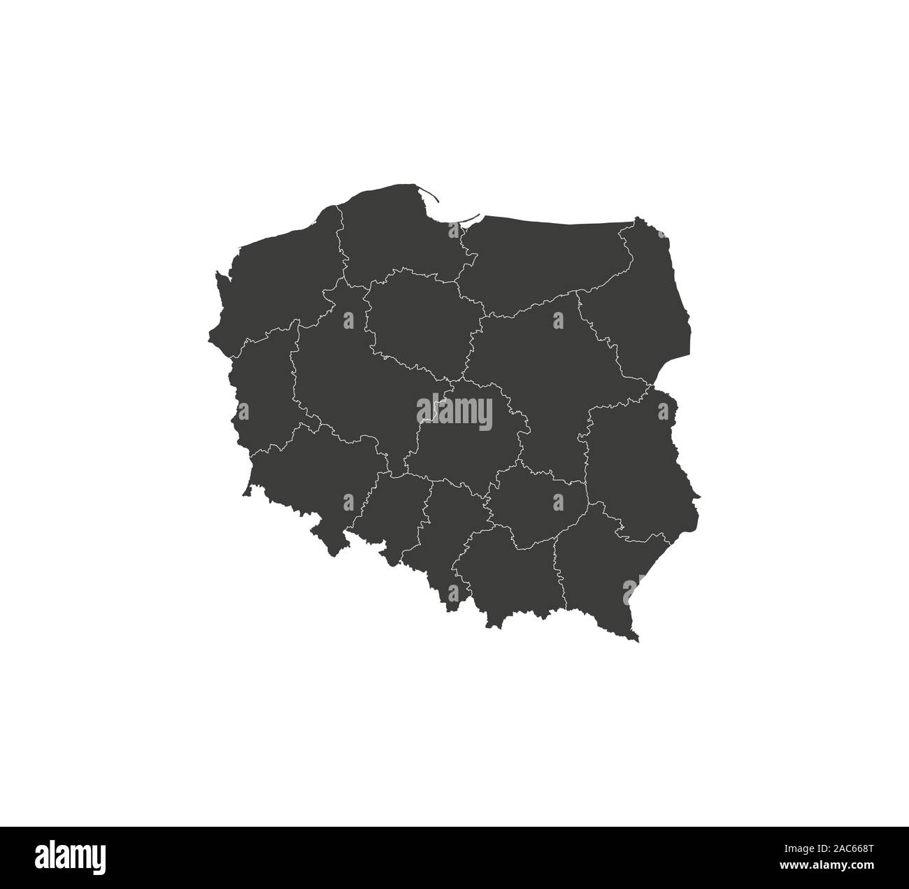 Poland map, states border map. Vector illustration. Stock Vector