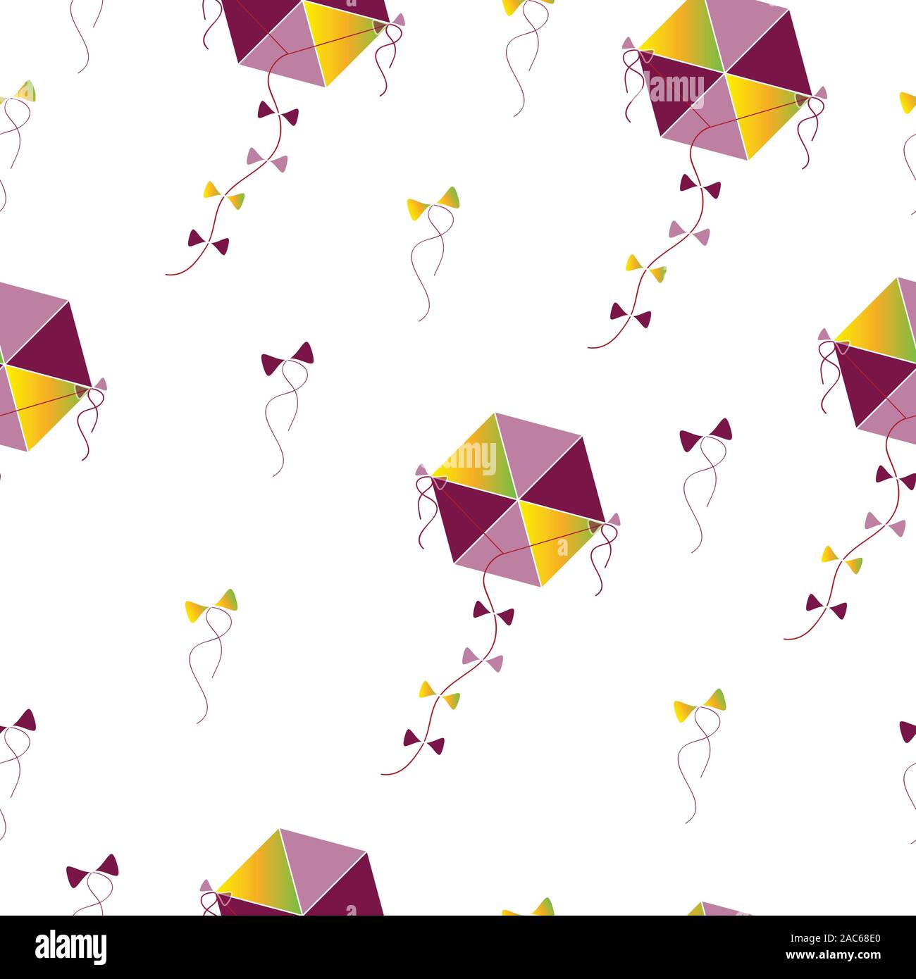 seamless pattern with kites in purple and yellow colors vector Stock Vector
