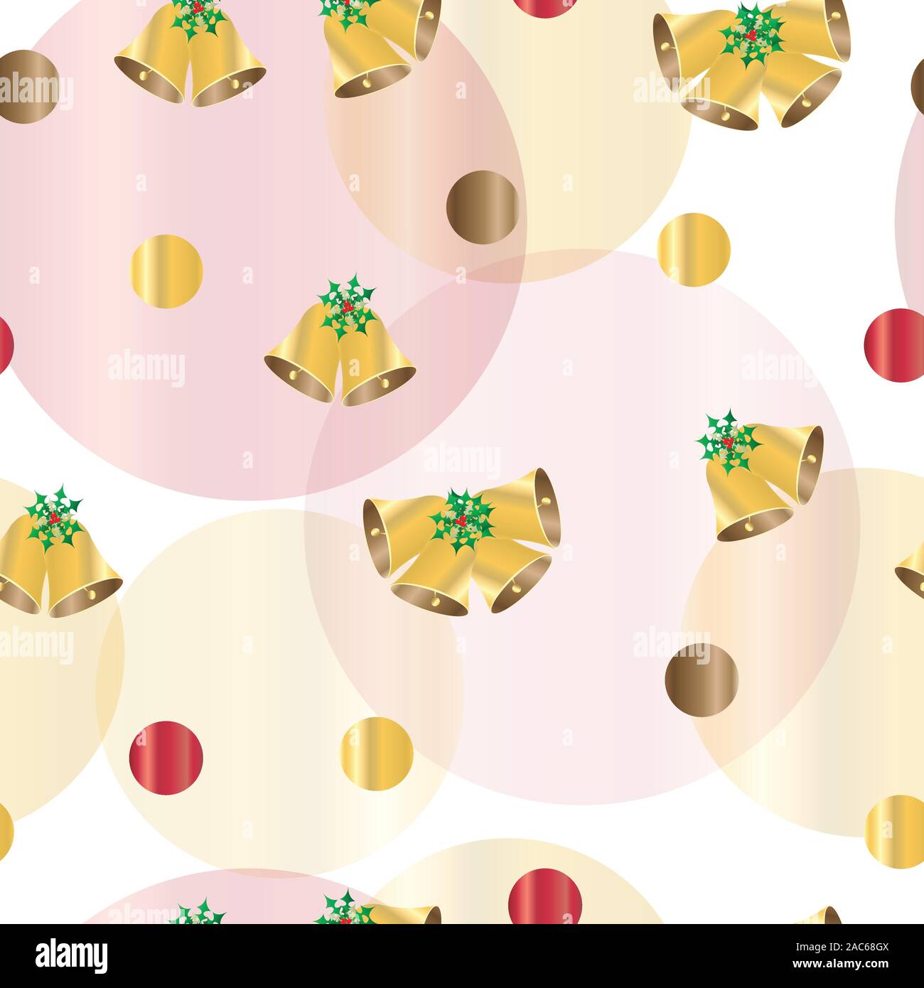 Christmas seamless pattern with jingle bells and mistletoe vector Stock ...