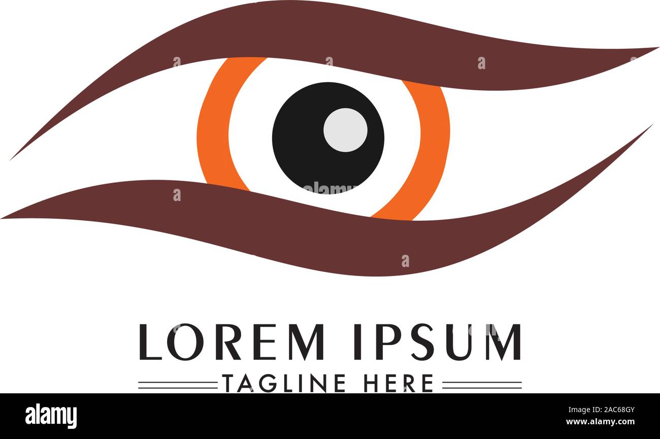 Eye Logo Design Template, Creative Vision Logotype concept. Colorful Eye Logo vision. Vector Icon, Eye Care Logo Concept, Brown, Orange Stock Vector