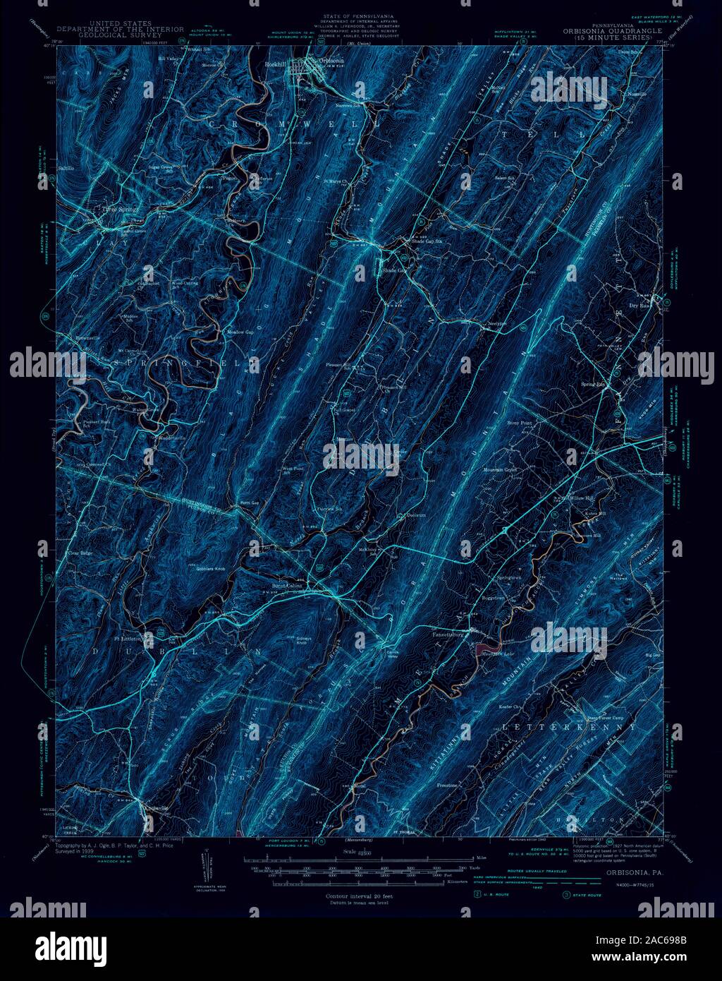 Pennsylvania map 1940 hires stock photography and images Alamy