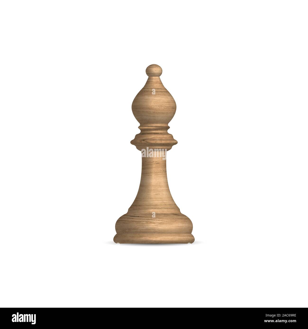 Wooden white chess piece bishop. Front view, vector illustration Stock ...