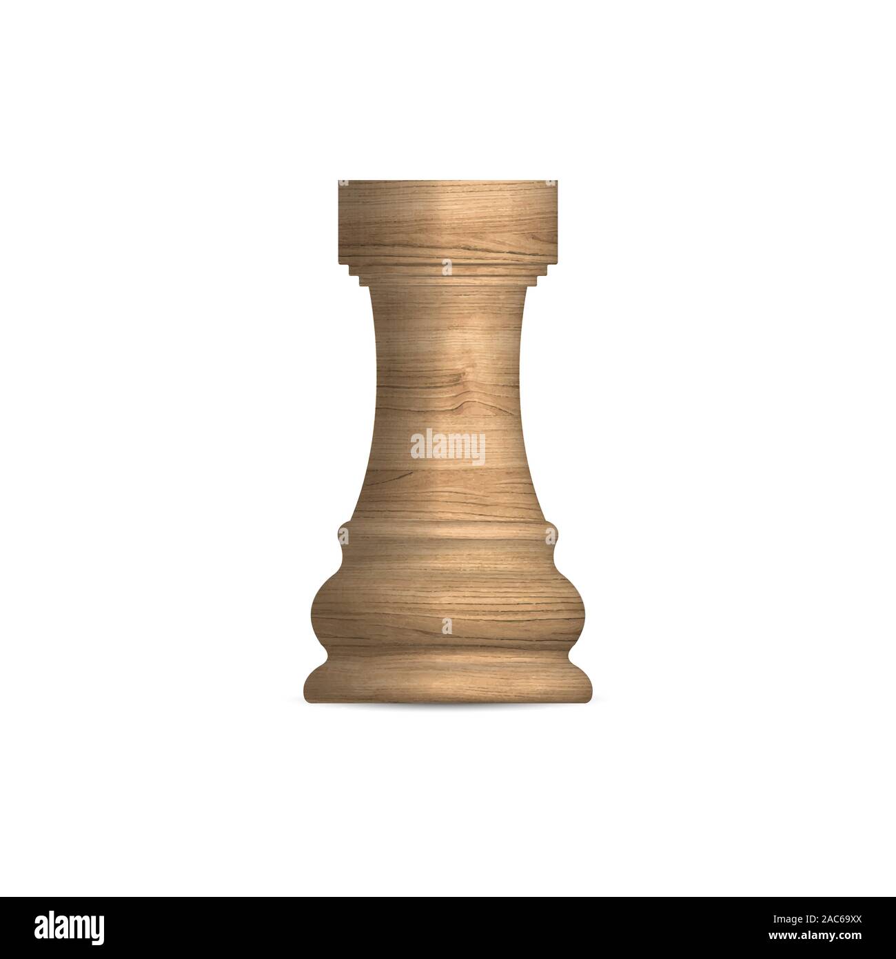 Light wooden chess piece rook. Front view, vector illustration Stock ...