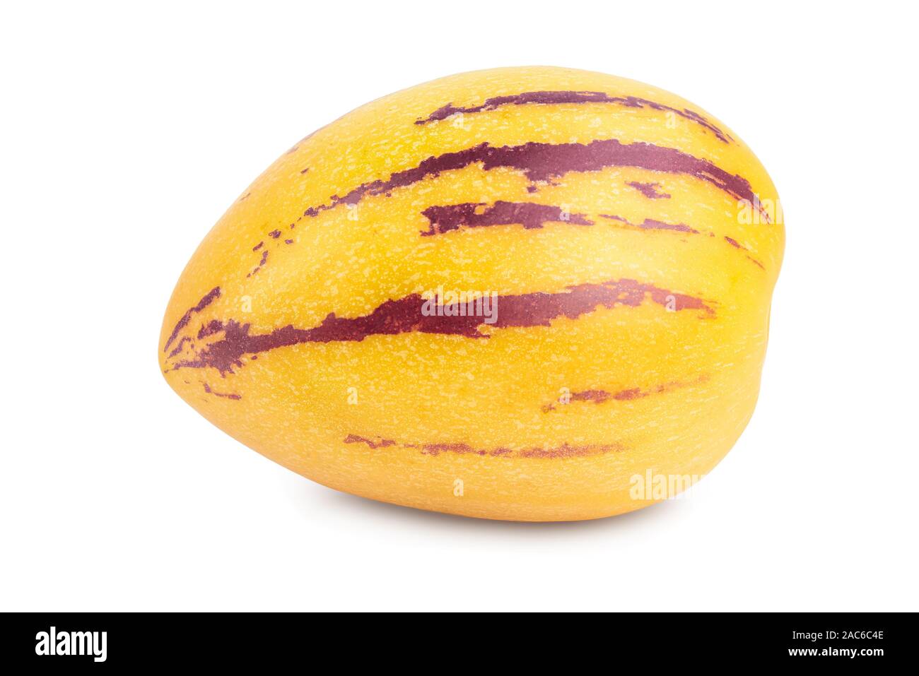 Fresh Pepino fruit isolated on white background. Stock Photo