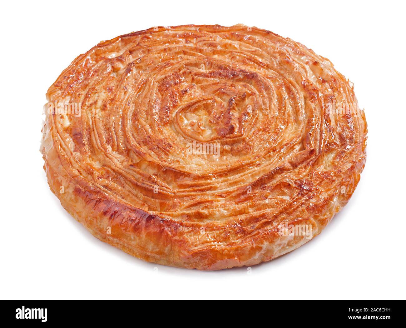 Home made cheese pie on white background Stock Photo