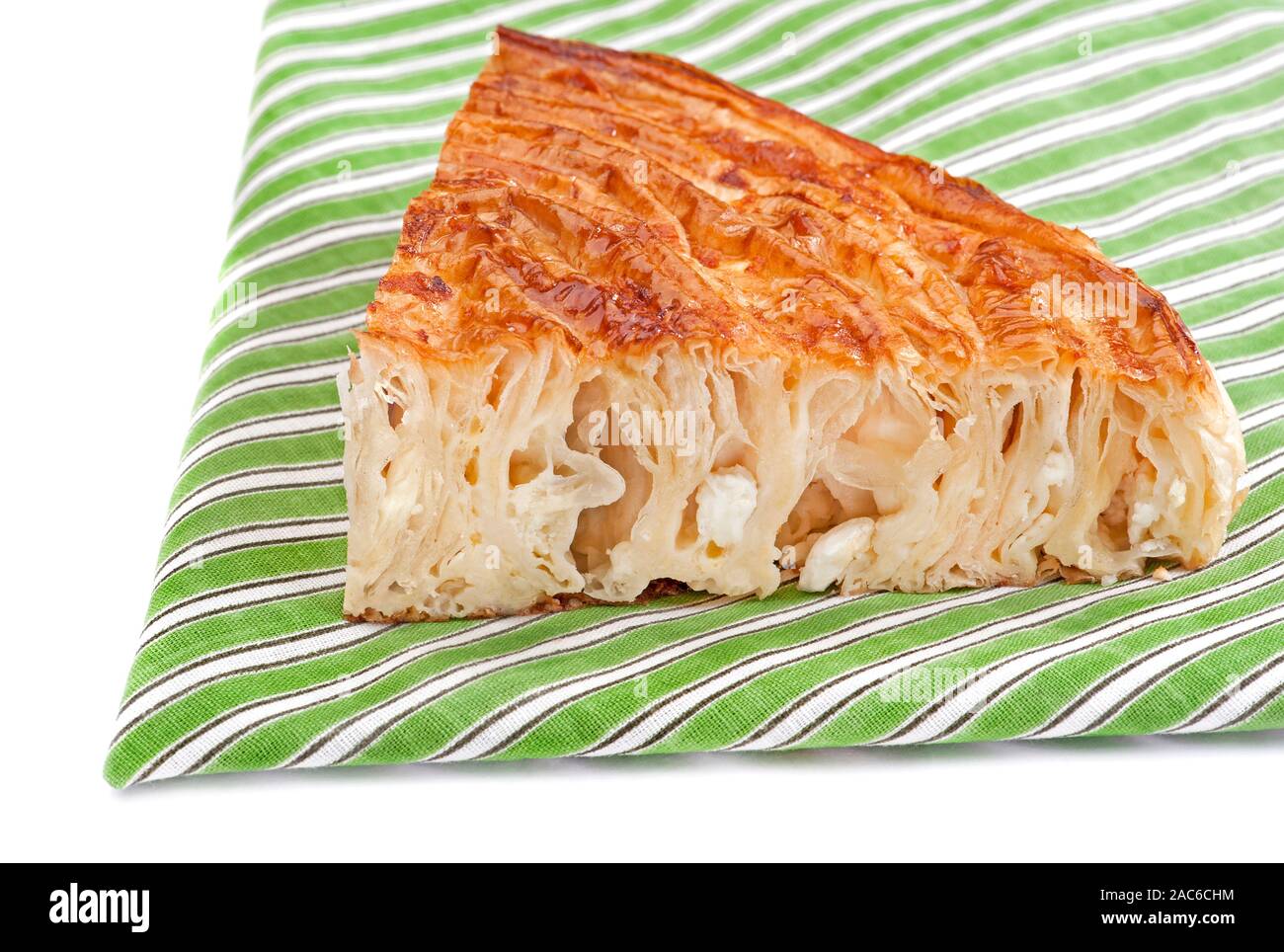 Home made cheese pie on white background Stock Photo