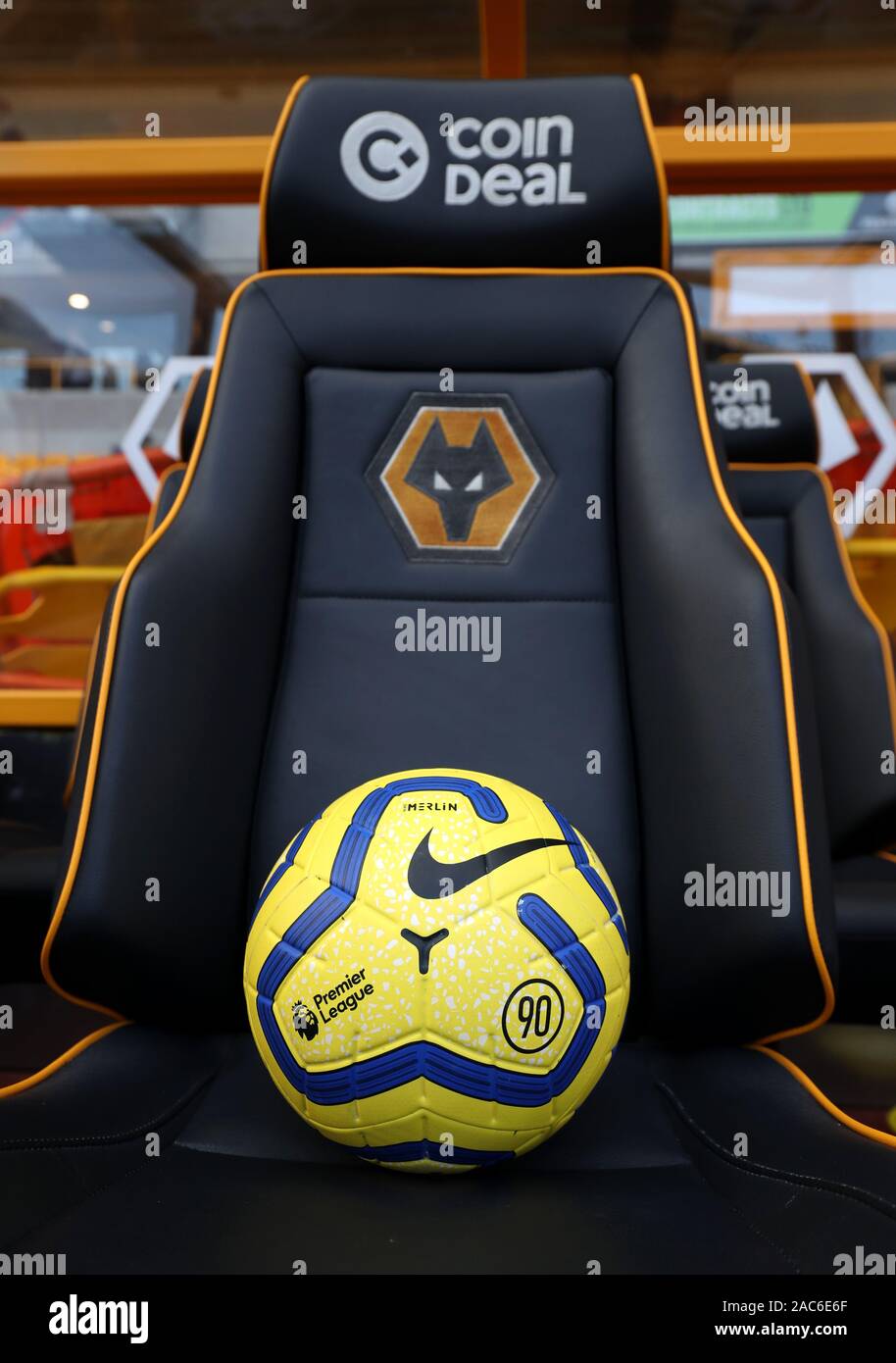 A general view of a Nike match ball in a dugout at Molineux, Wolverhampton  Stock Photo - Alamy
