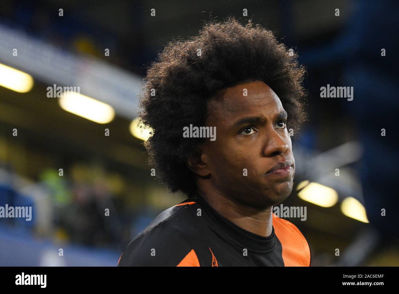 LONDON, ENGLAND - NOVEMBER 5, 2019: Willian Borges da Silva of Chelsea pictured prior to the 2019/20 UEFA Champions League Group H game between Chelsea FC (England) and AFC Ajax (Netherlands) at Stamford Bridge. Stock Photo