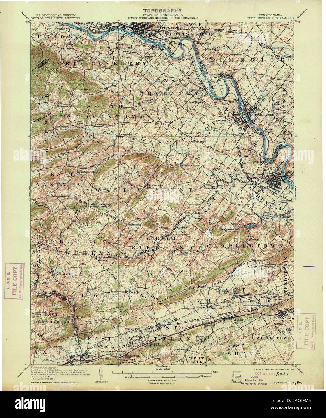 USGS TOPO Map Pennsylvania PA Phoenixville 169934 1906 62500 Restoration Stock Photo Alamy