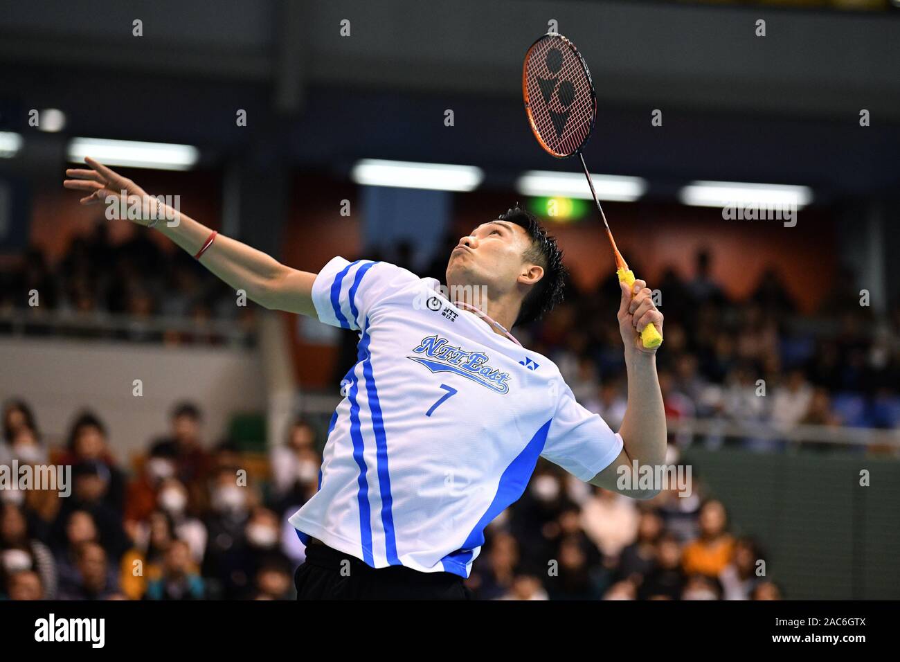 Kento Momota, NOVEMBER 30, 2019 - Badminton : The 73rd All Japan Badminton Championships 2019 Men's Singles Semi-final at Komazawa Gymnasium, Tokyo, Japan. (Photo by MATSUO.K/AFLO SPORT) Stock Photo