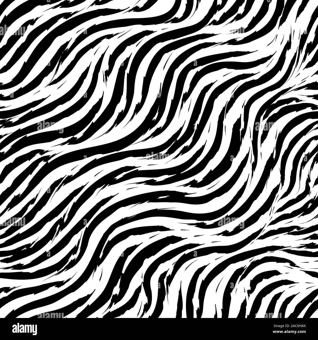 Seamless vector pattern of curving stripes with torn edges. black strokes of paint on a white background. Print for clothes or wrapping paper Stock Vector