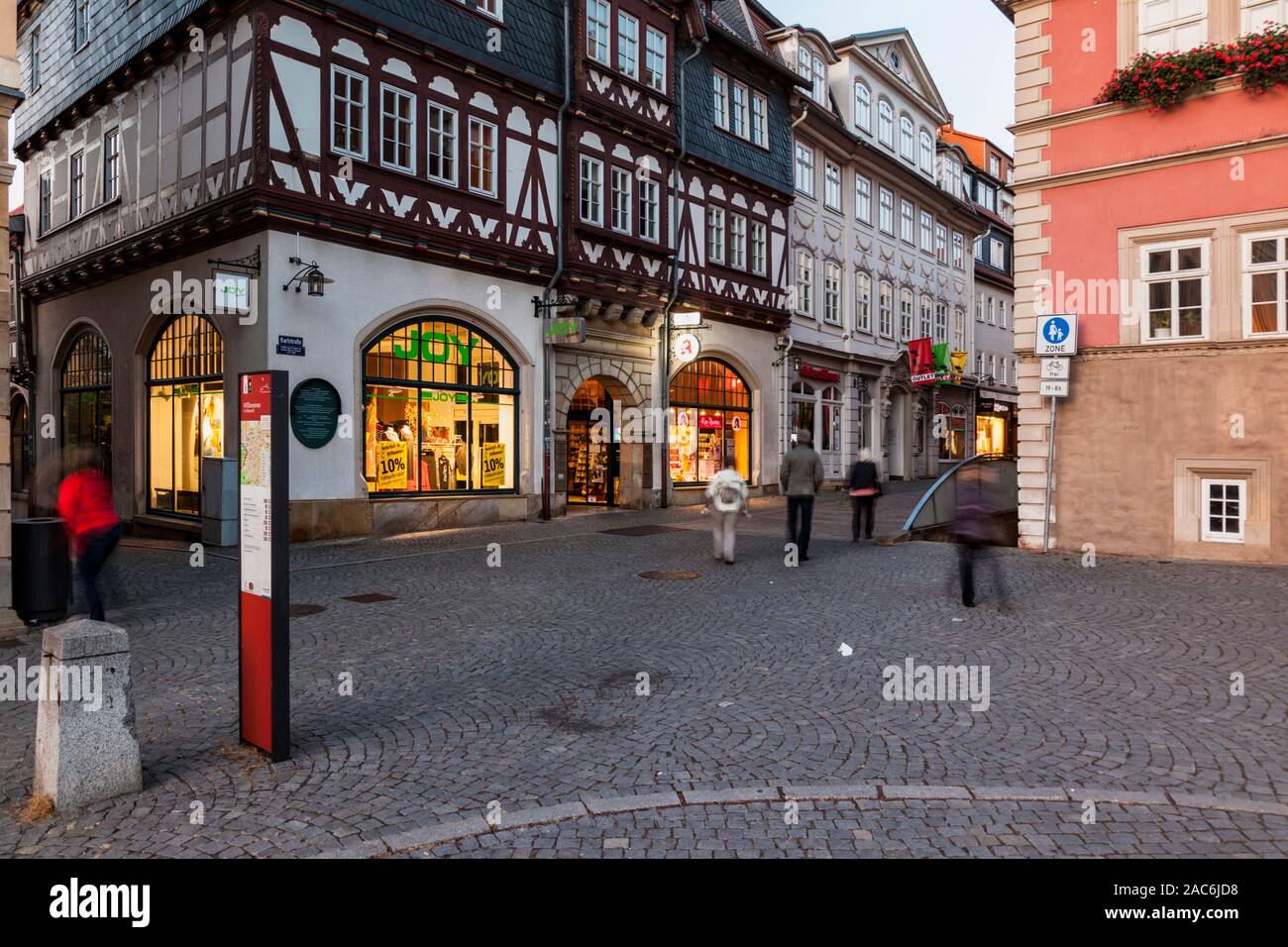 Deserted historic old town in the evening in Eisenach Stock Photo