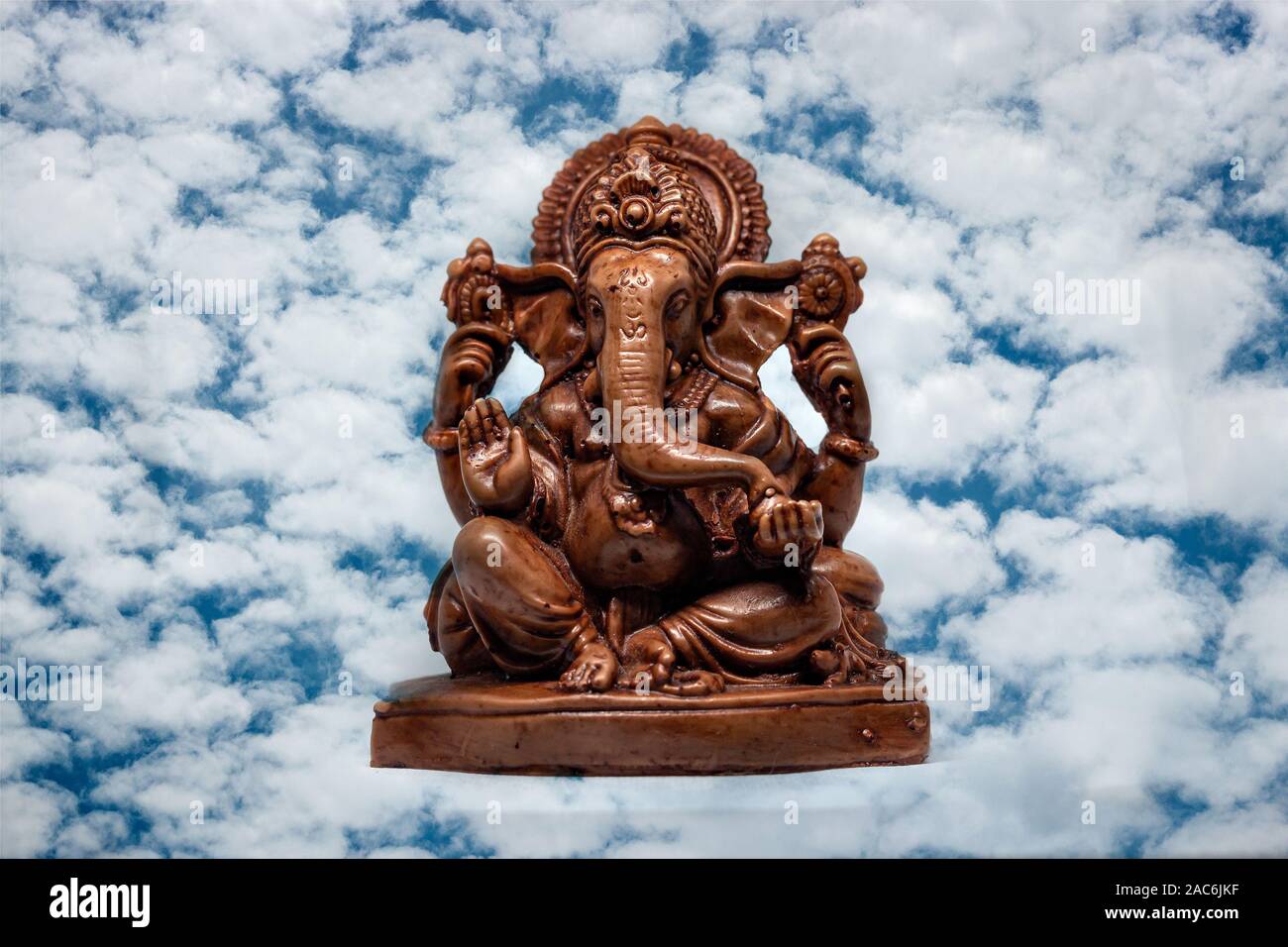 wooden statue of Hindu god Ganesha, Hindu religion Stock Photo