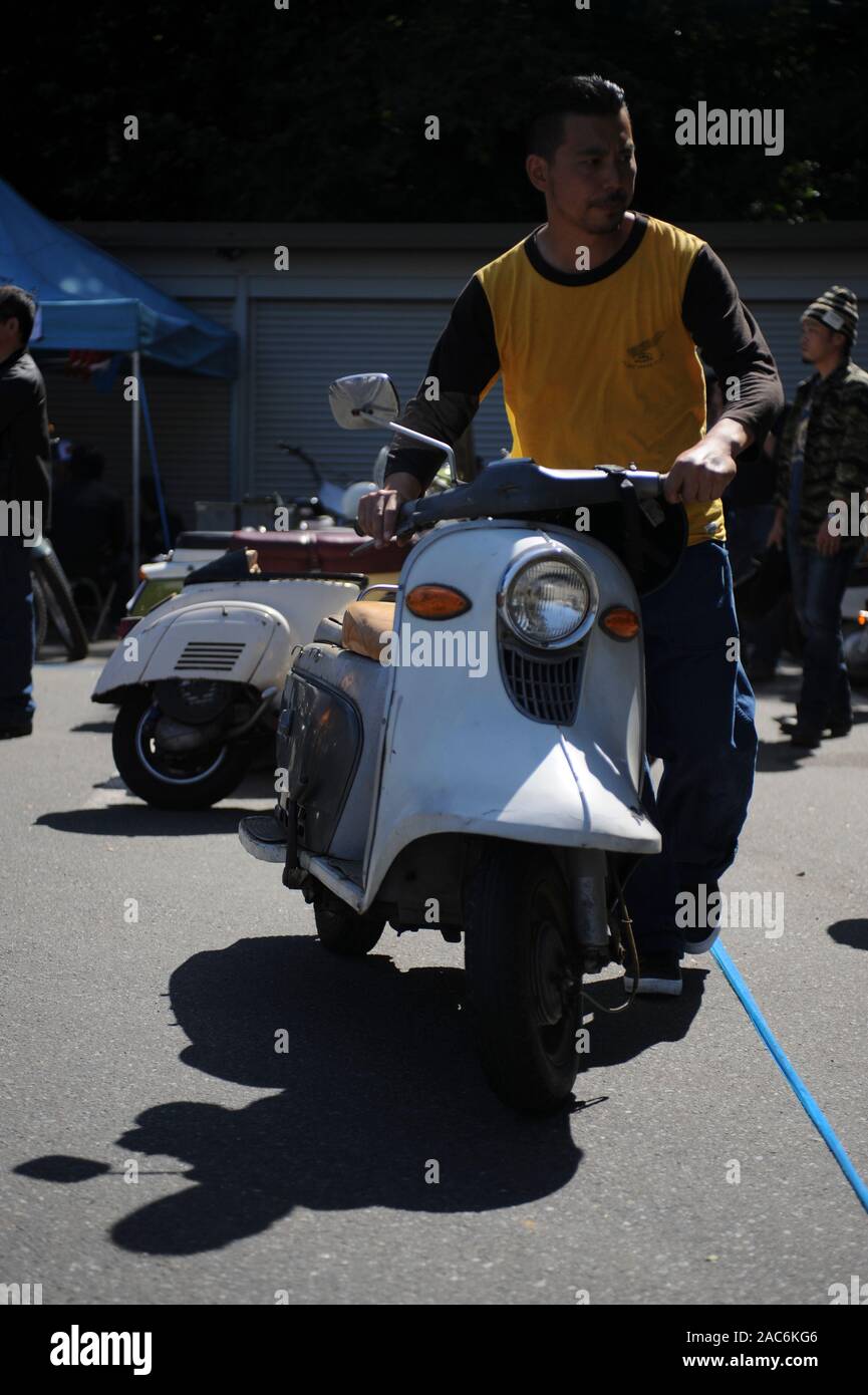 vintage motorcycle gathering tokyo Stock Photo