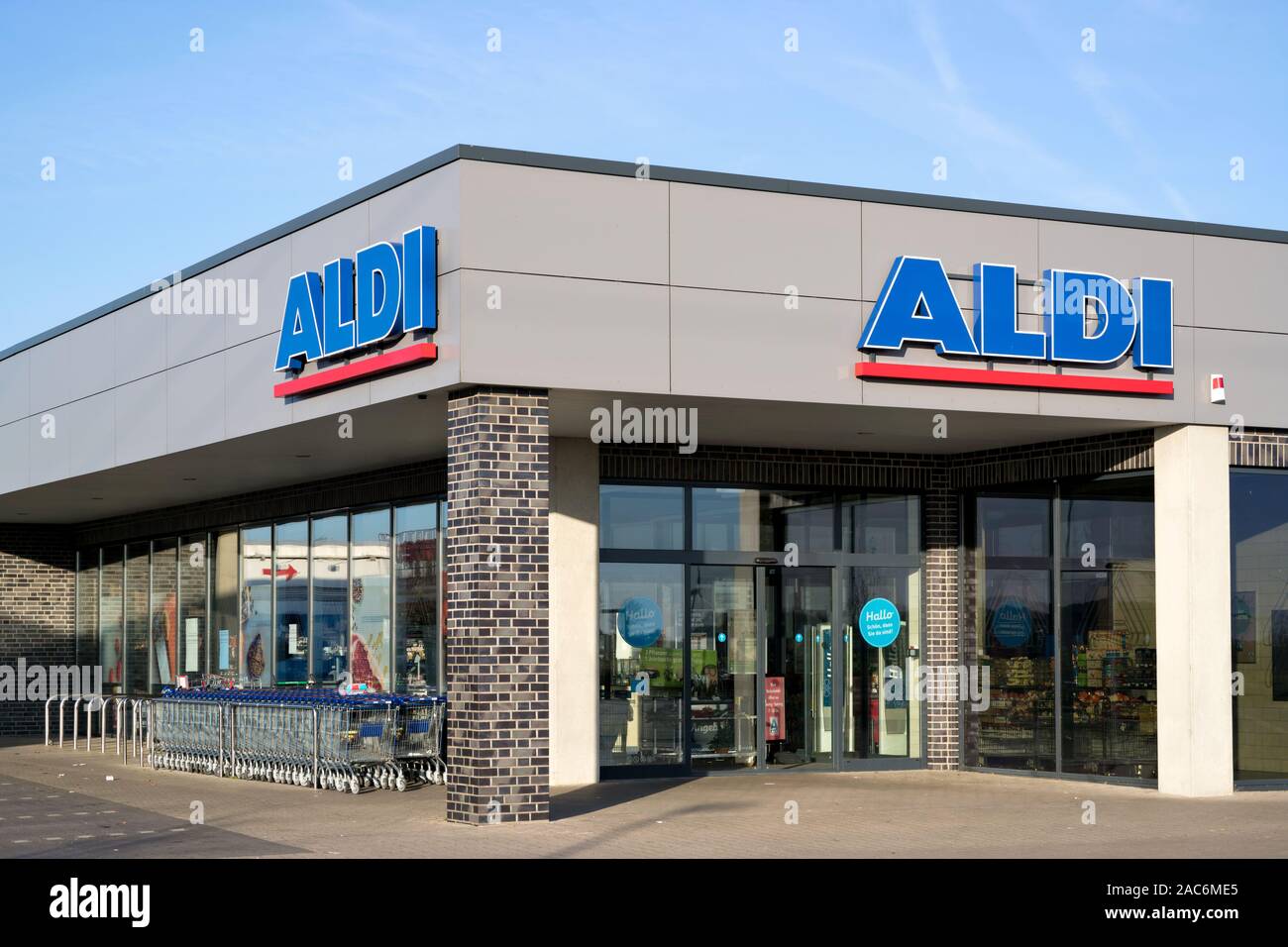 Aldi branch (north division) in Cuxhaven, Germany. Aldi is a leading