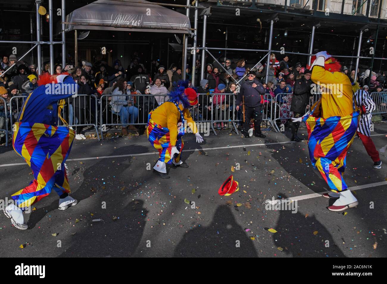 Football-themed clowns in the Macy's Thanksgiving Day Parade, New York City  Stock Photo - Alamy