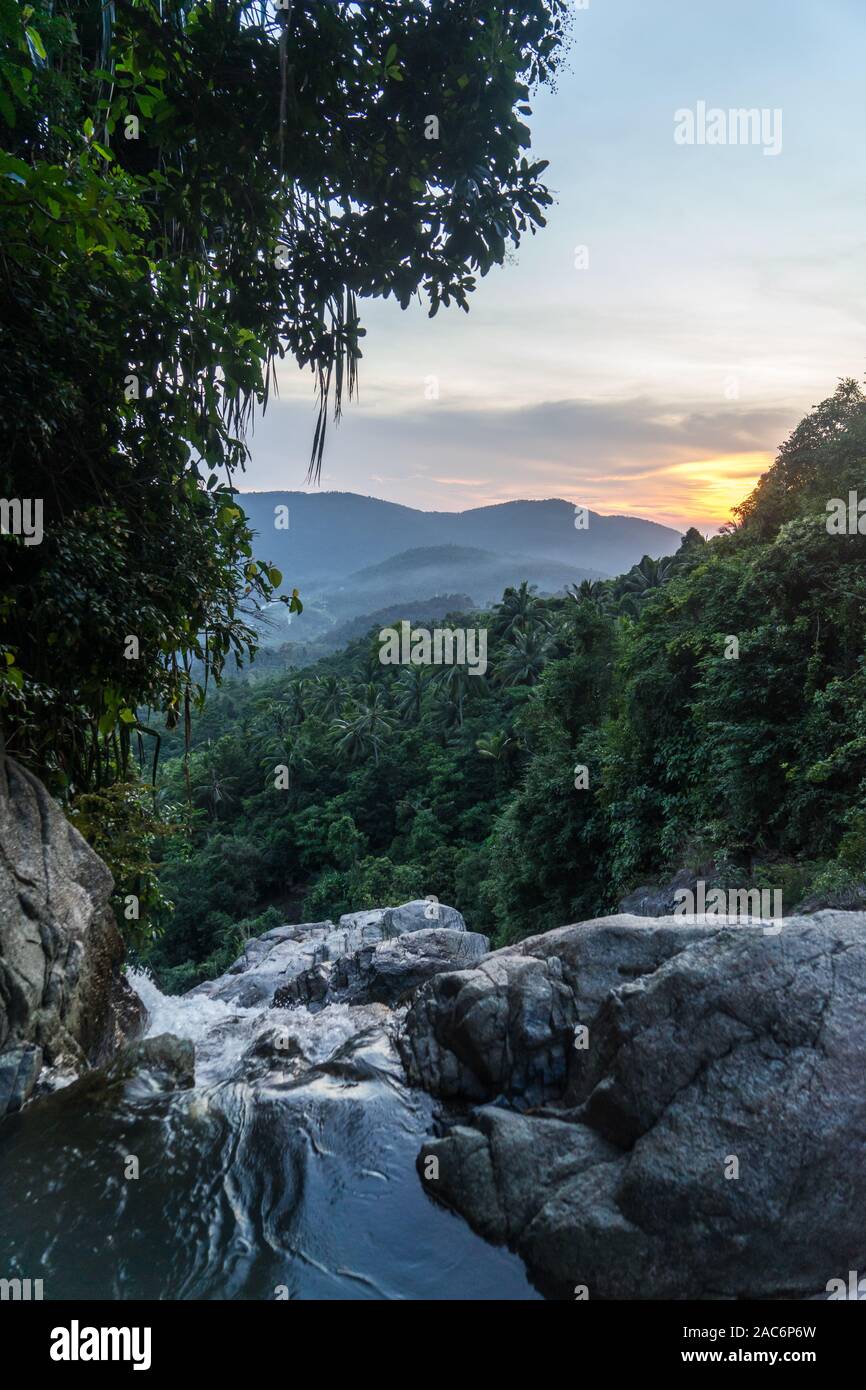 Waterfall palm tree nature scene hi-res stock photography and images ...