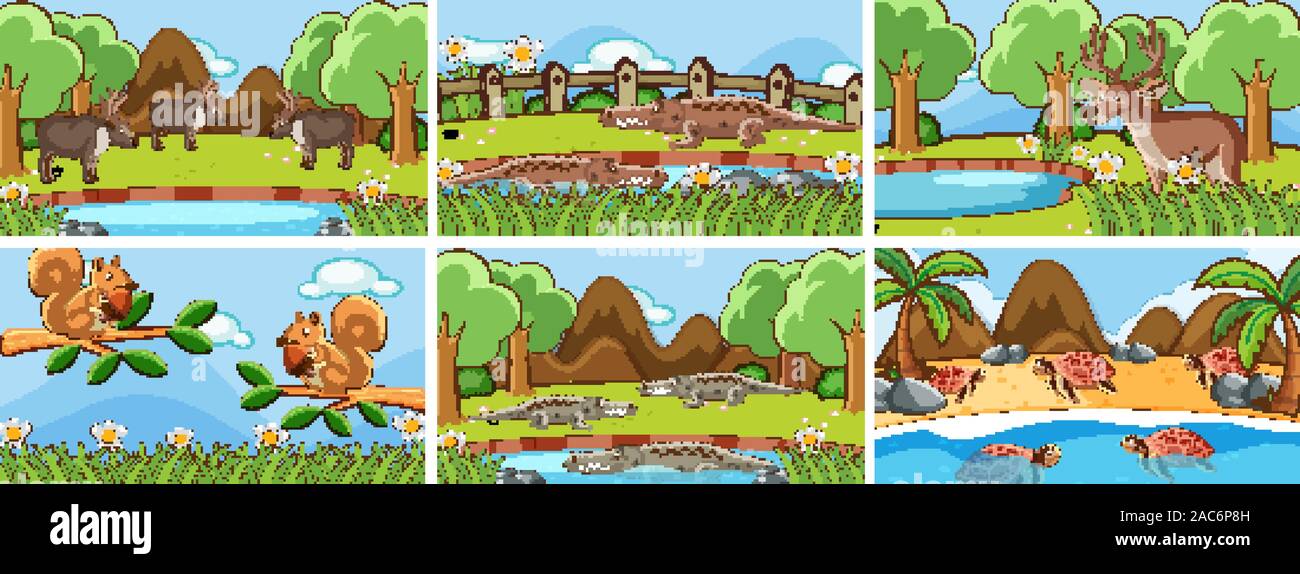 Background scenes of animals in the wild illustration Stock Vector ...