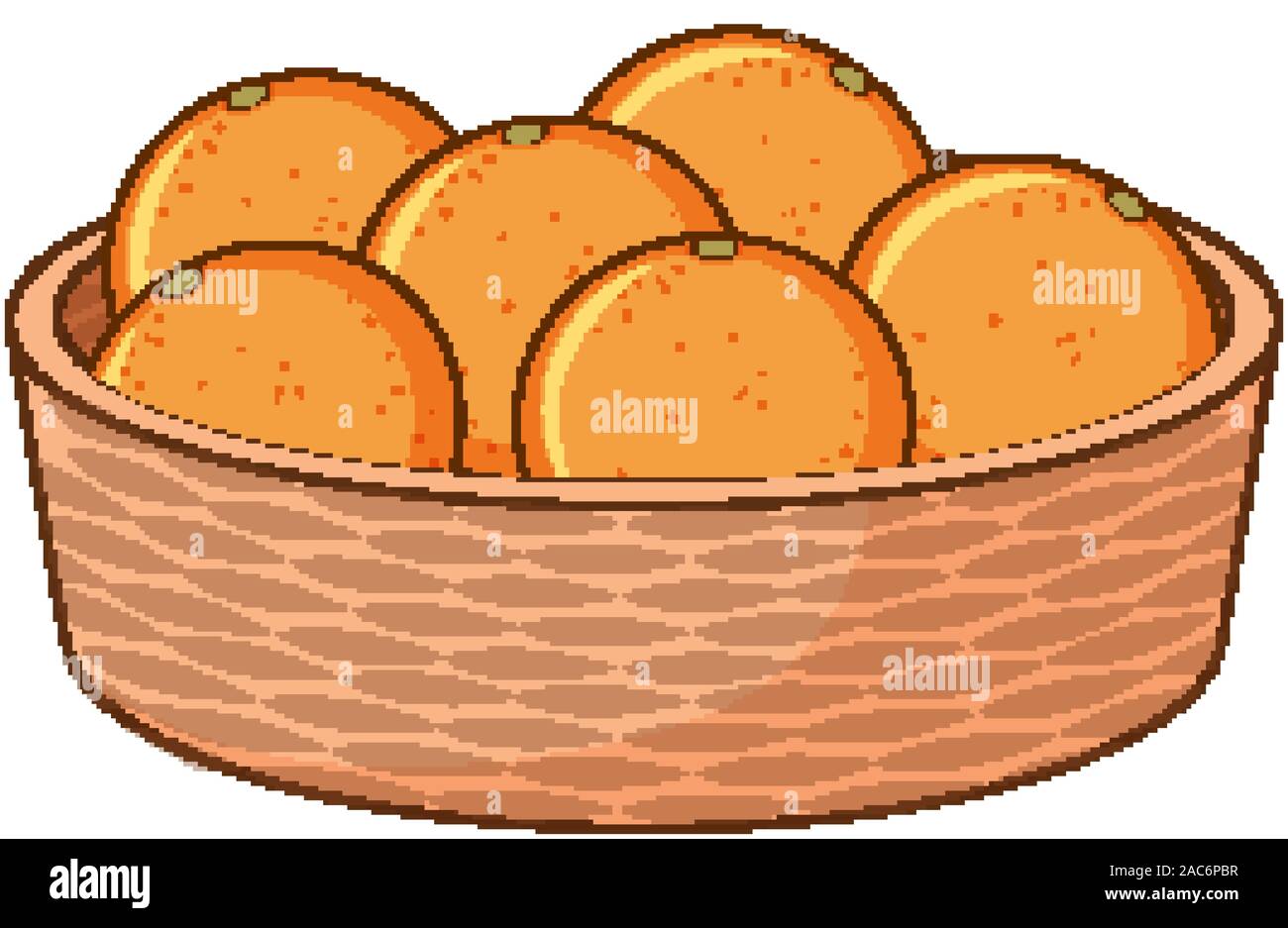 Basket of oranges on white background illustration Stock Vector Image