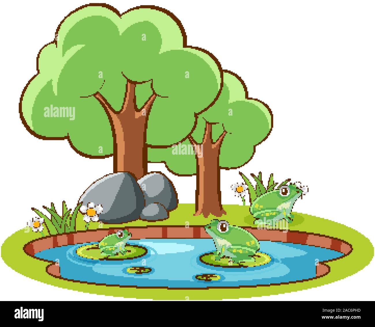 Isolated picture of frogs in the pond illustration Stock Vector Image