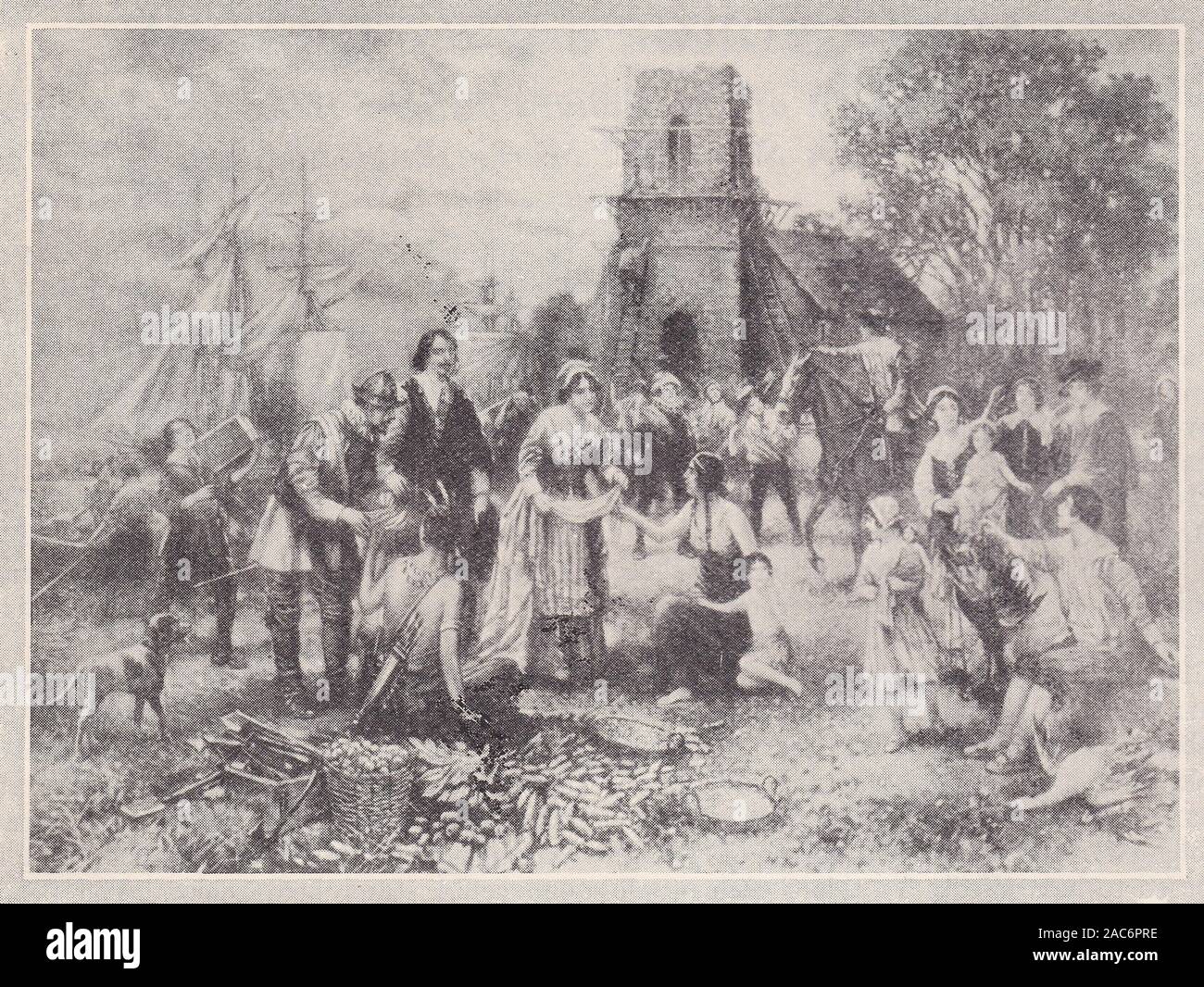 'The Riches of our Mother Tongue' - First English settlers landed at Jamestown, Virginia, USA 1607. Stock Photo