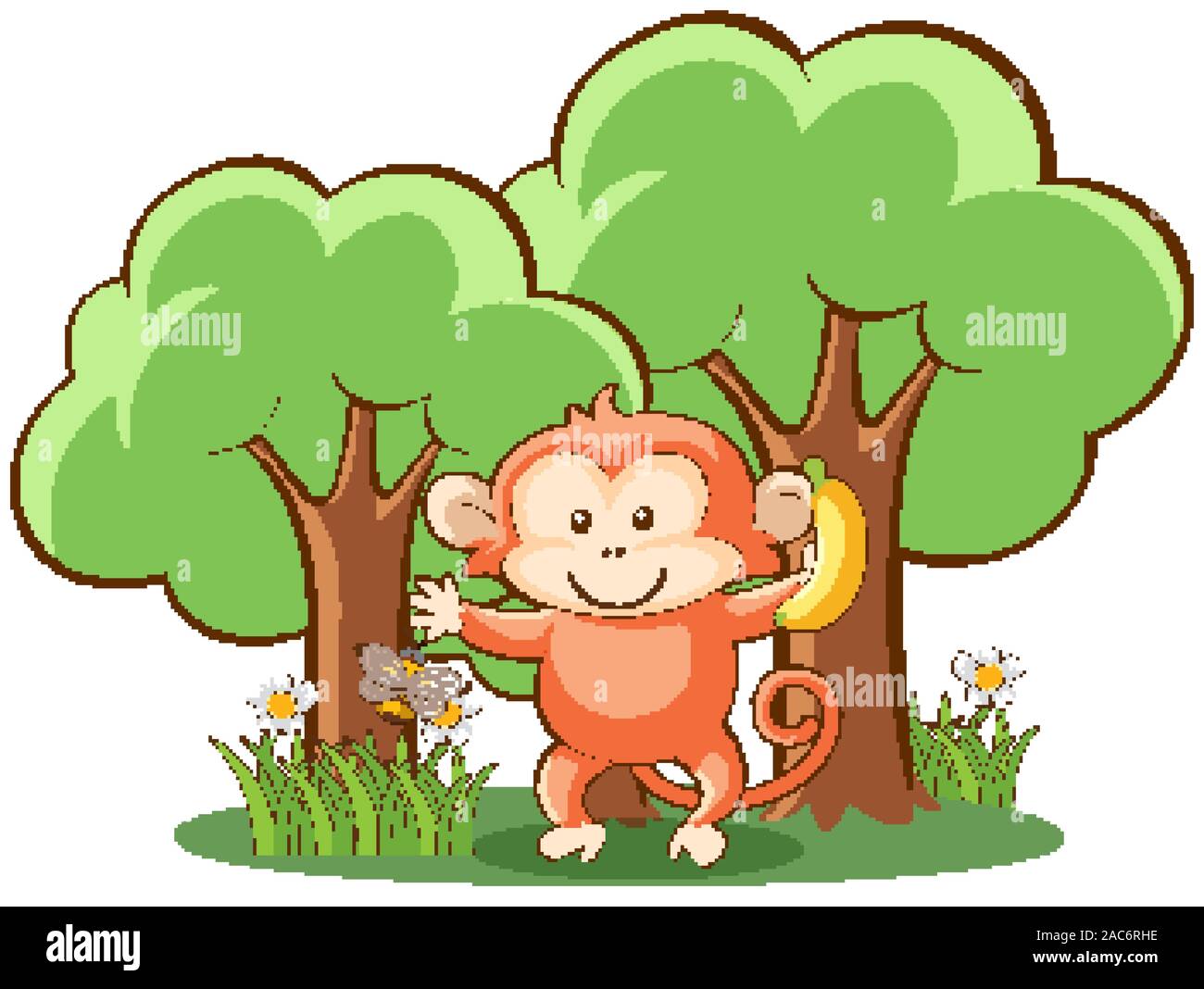 Cute monkey on white background illustration Stock Vector Image & Art ...