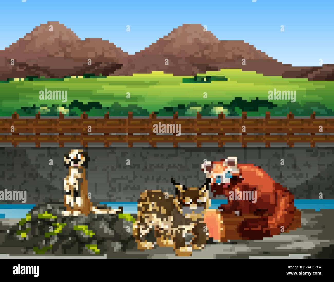 Scene with animals in the zoo illustration Stock Vector Image & Art - Alamy