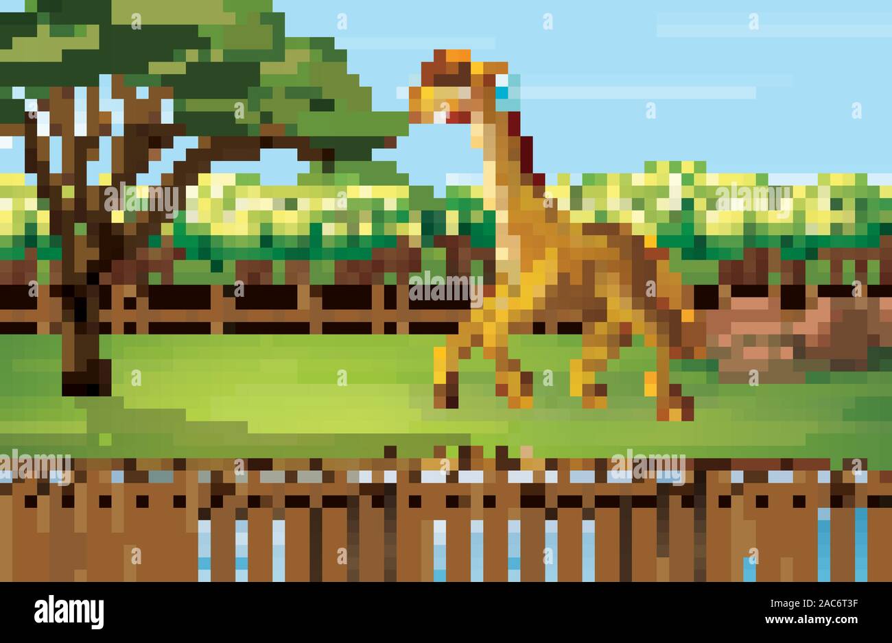 Scene with giraffe at the zoo illustration Stock Vector Image & Art - Alamy