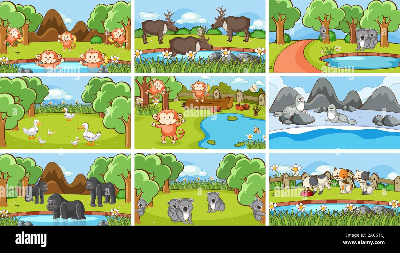 Background scenes of animals in the wild illustration Stock Vector ...