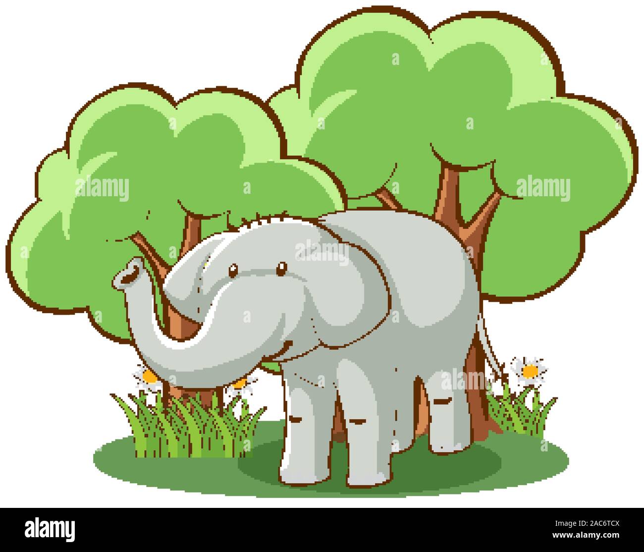 Wild elephant on white background illustration Stock Vector Image & Art ...