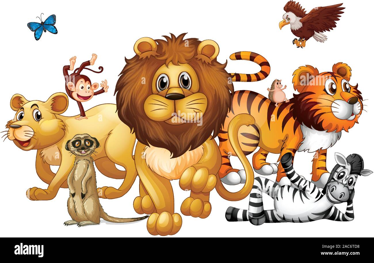 Wild animals on white background illustration Stock Vector Image & Art ...