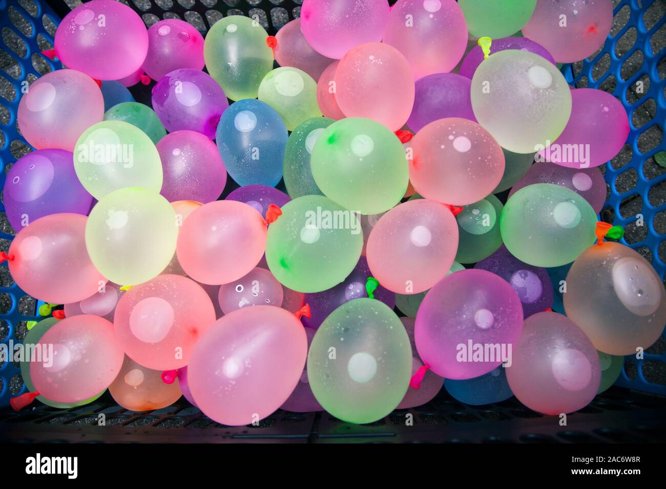 Colored inflatable rubber balls for throwing each other Game for children's fun. Stock Photo
