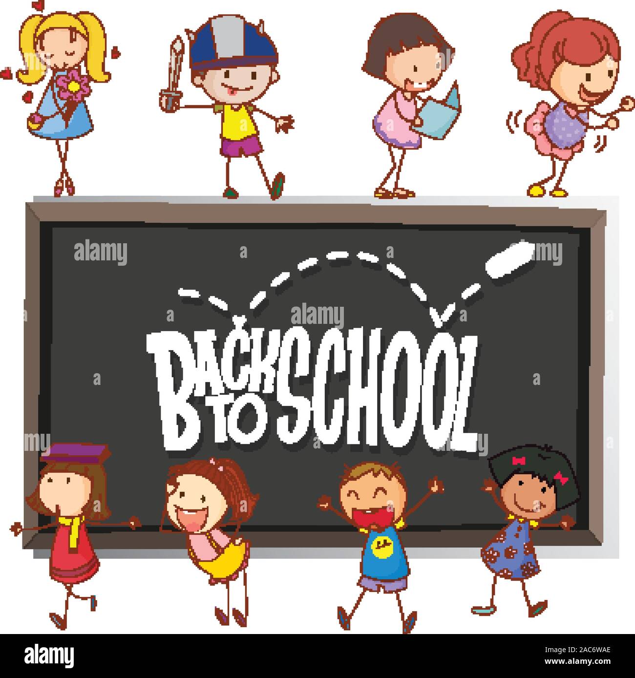 Back to school template with children illustration Stock Vector Image ...