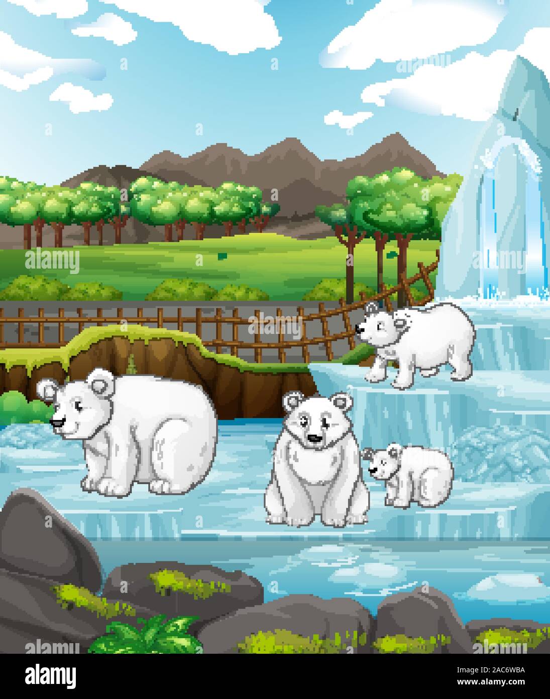 Scene with polar bears on ice illustration Stock Vector Image & Art - Alamy
