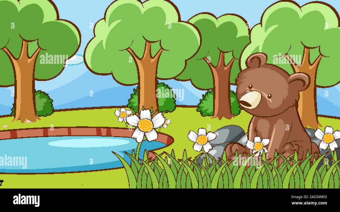 Bear in forest illustration Stock Vector Images - Alamy
