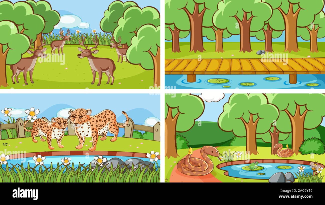 Background scenes of animals in the wild illustration Stock Vector ...