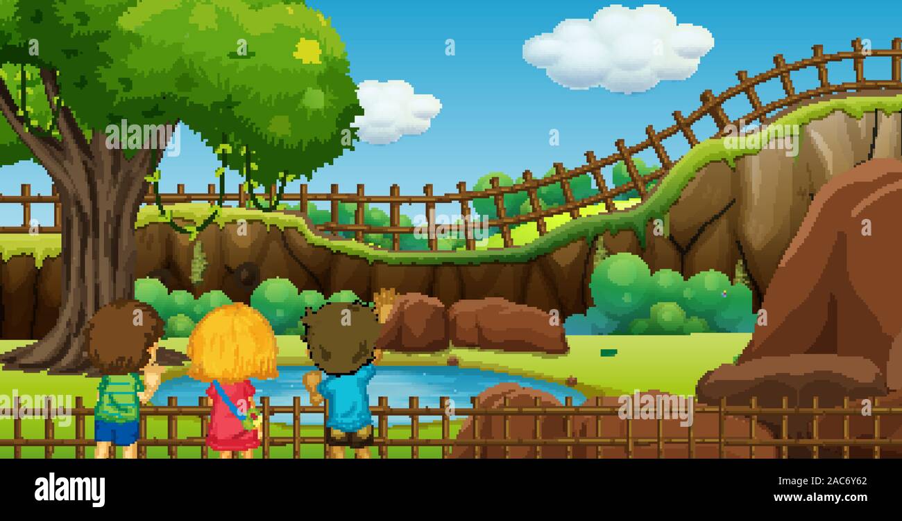 Scene with kids in the park illustration Stock Vector Image & Art - Alamy