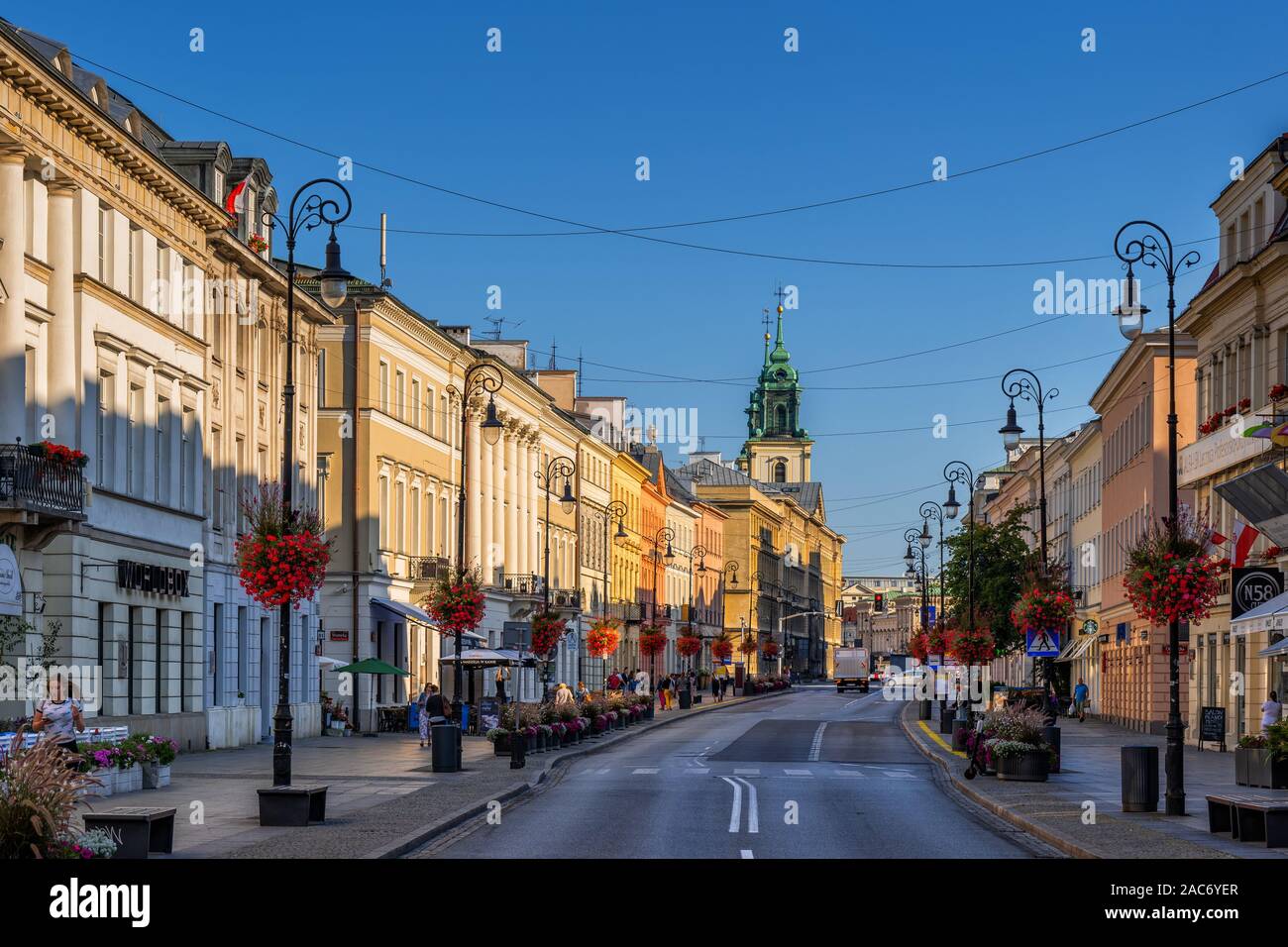 Poland, city of Warsaw, morning at the Nowy Swiat - New World street, part  of the Royal Route Stock Photo - Alamy