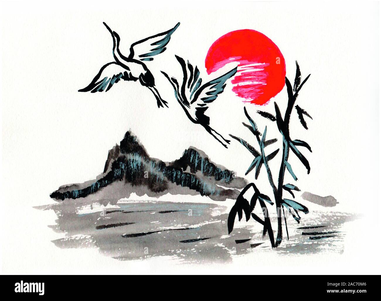 山青水秀 Chinese Silk Scroll Painting Mountain Green Water Show Home Decoration 